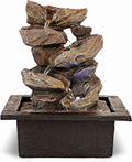 Father'Sden 11-Inch Indoor Waterfall Fountain - Relaxing Tabletop Water Feature with LED Light & Soothing Sounds