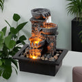 3-Bowl Tabletop Water Fountain with LED Light - Tranquil Indoor Decor for Home and Office Relaxation