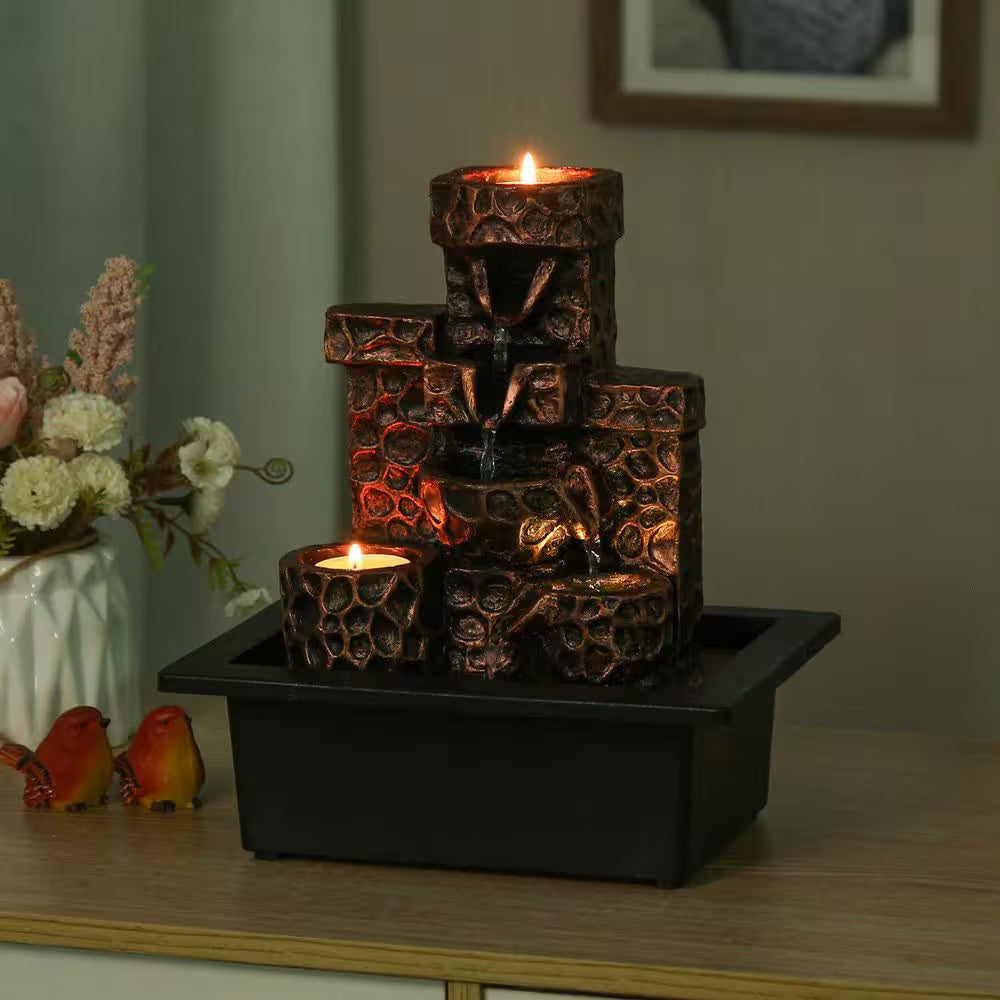 Indoor Tabletop Waterfall Fountain Featuring Coral Seashell Design for Enhanced Relaxation