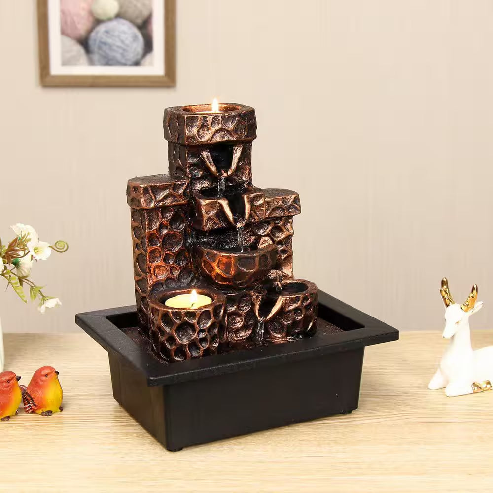 Indoor Tabletop Waterfall Fountain Featuring Coral Seashell Design for Enhanced Relaxation