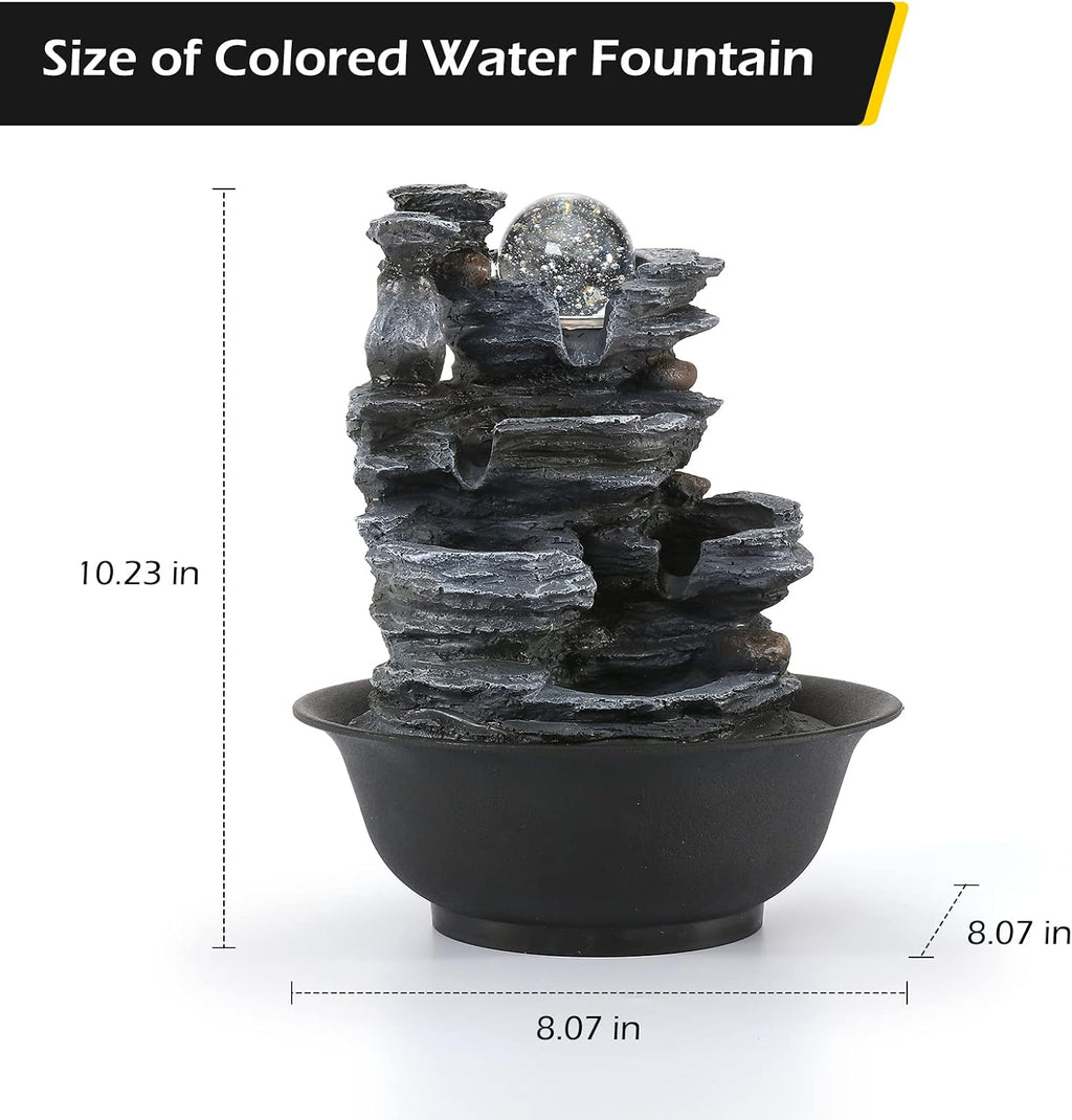 LED Indoor Tabletop Waterfall Fountain for Relaxation and Serenity