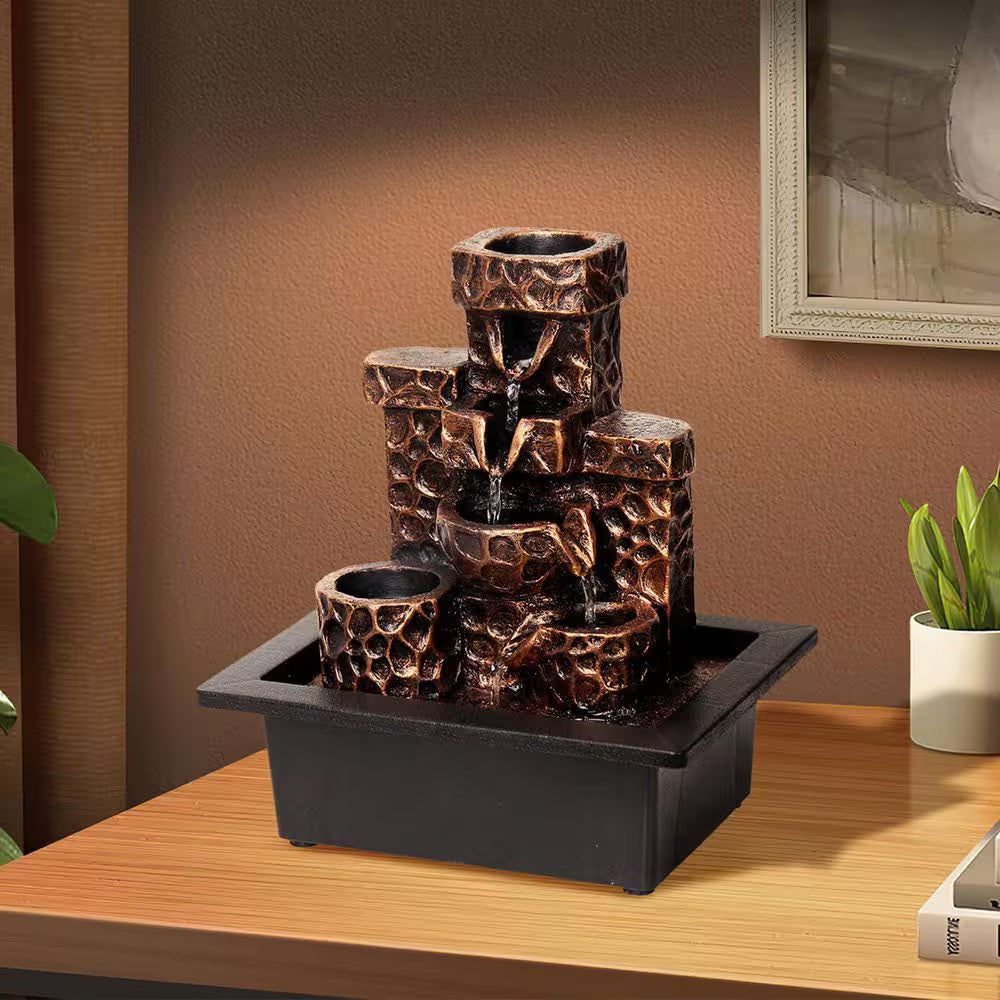 Indoor Tabletop Waterfall Fountain Featuring Coral Seashell Design for Enhanced Relaxation
