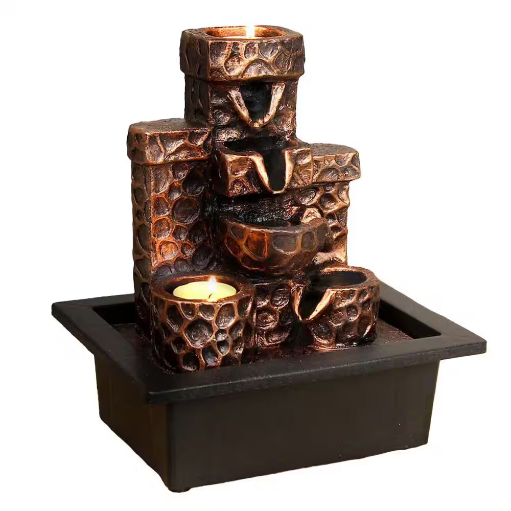 Indoor Tabletop Waterfall Fountain Featuring Coral Seashell Design for Enhanced Relaxation