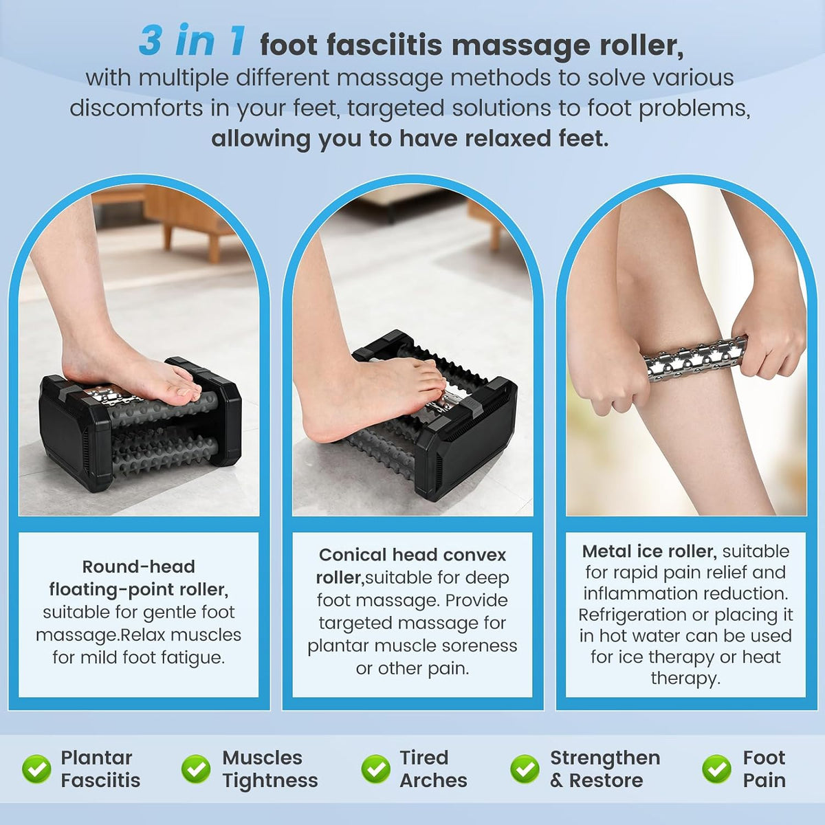Ultimate Plantar Fasciitis Relief Foot Roller Massager with Cold Therapy & Reflexology