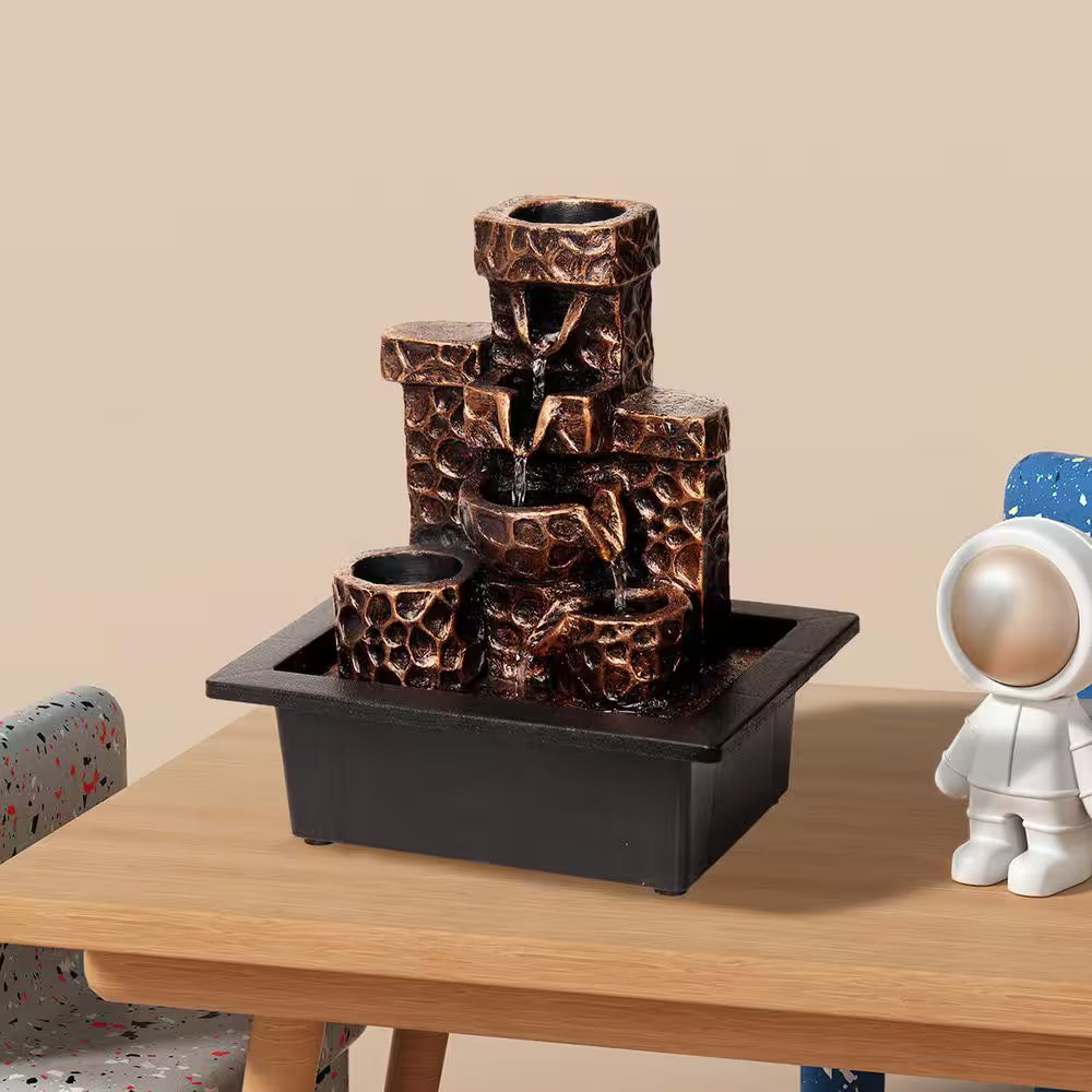 Indoor Tabletop Waterfall Fountain Featuring Coral Seashell Design for Enhanced Relaxation