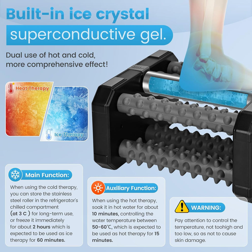 Ultimate Plantar Fasciitis Relief Foot Roller Massager with Cold Therapy & Reflexology