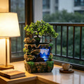 Stunning 11.81" Rockery Tabletop Fountain with Bonsai Decor - Indoor Waterfall for Tranquil Ambiance