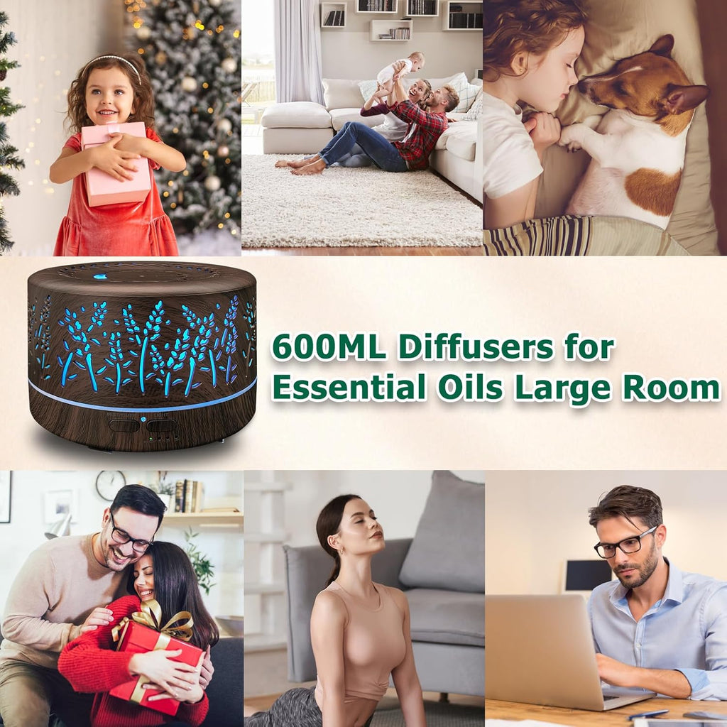 Premium 600Ml Essential Oil Diffuser - 20 Hours of Blissful Aromatherapy for Larger Spaces