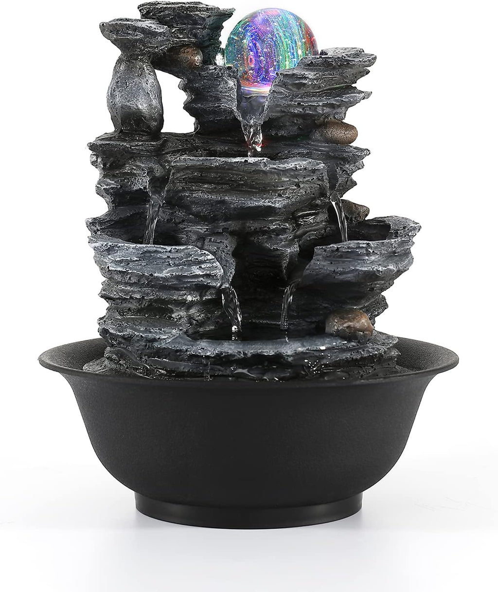 LED Indoor Tabletop Waterfall Fountain for Relaxation and Serenity