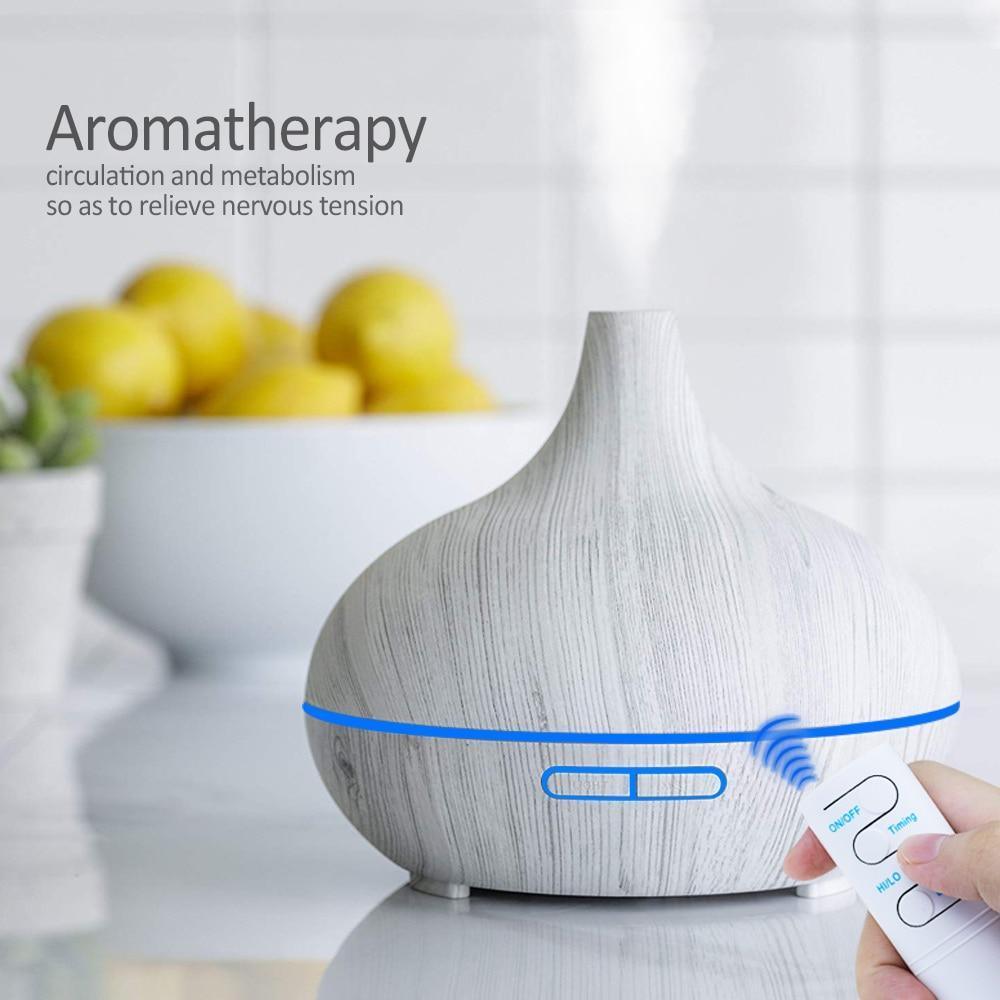 550ml Wood Grain Aroma Humidifier & Essential Oil Diffuser