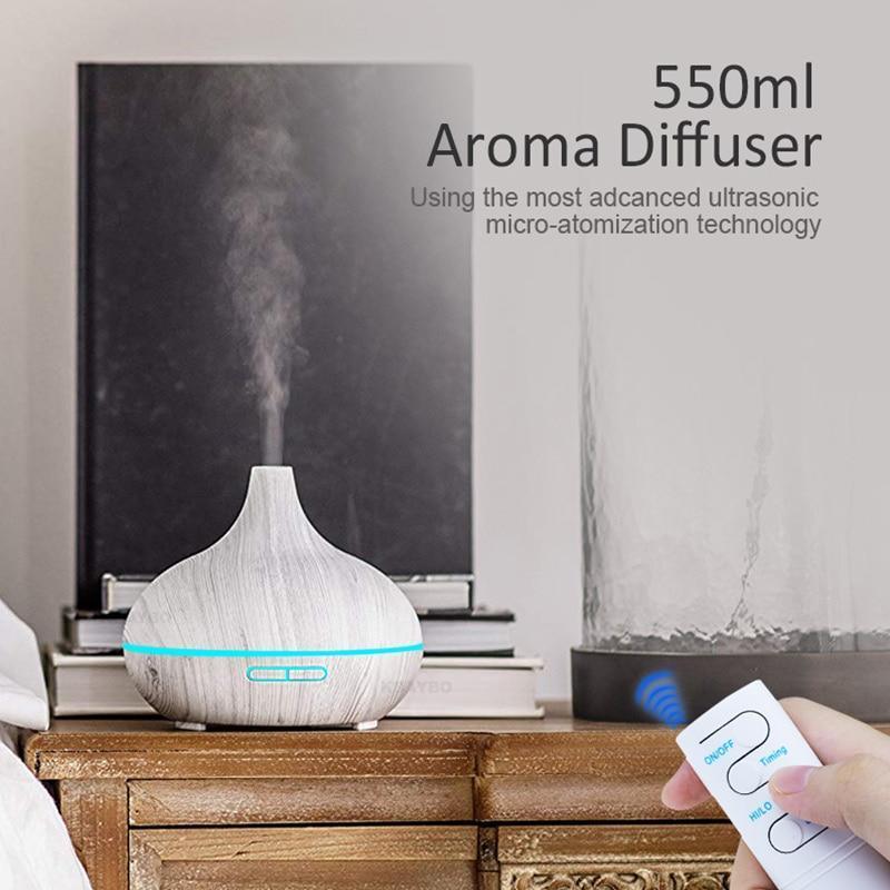 550ml Wood Grain Aroma Humidifier & Essential Oil Diffuser