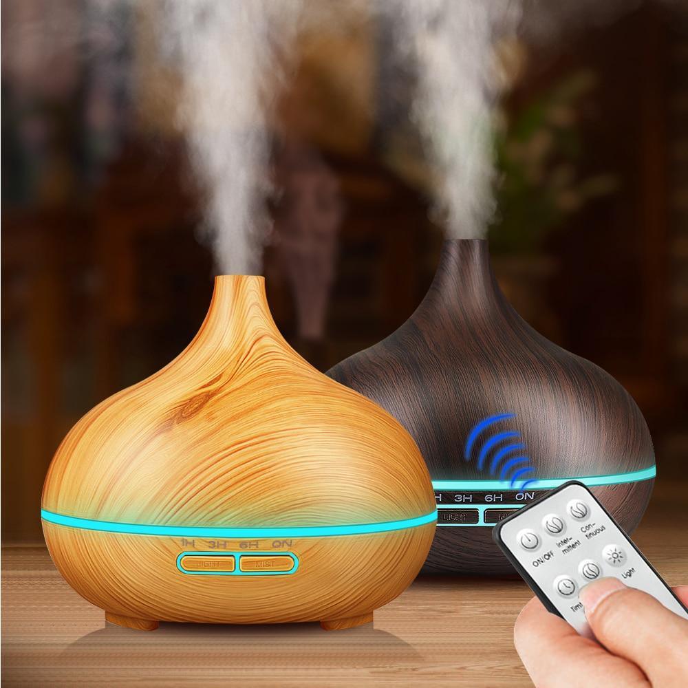 550ml Wood Grain Aroma Humidifier & Essential Oil Diffuser