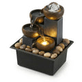 Elegant Desktop Fountain with LED Lights - Indoor Tabletop Waterfall in Brown