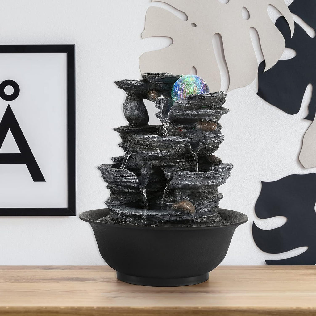LED Indoor Tabletop Waterfall Fountain for Relaxation and Serenity