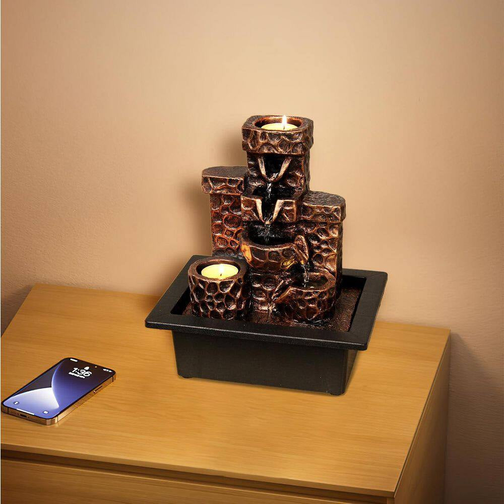 Indoor Tabletop Waterfall Fountain Featuring Coral Seashell Design for Enhanced Relaxation