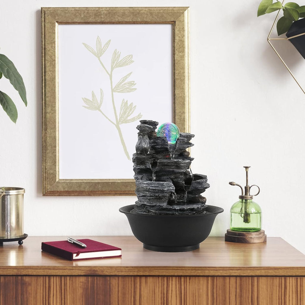 LED Indoor Tabletop Waterfall Fountain for Relaxation and Serenity