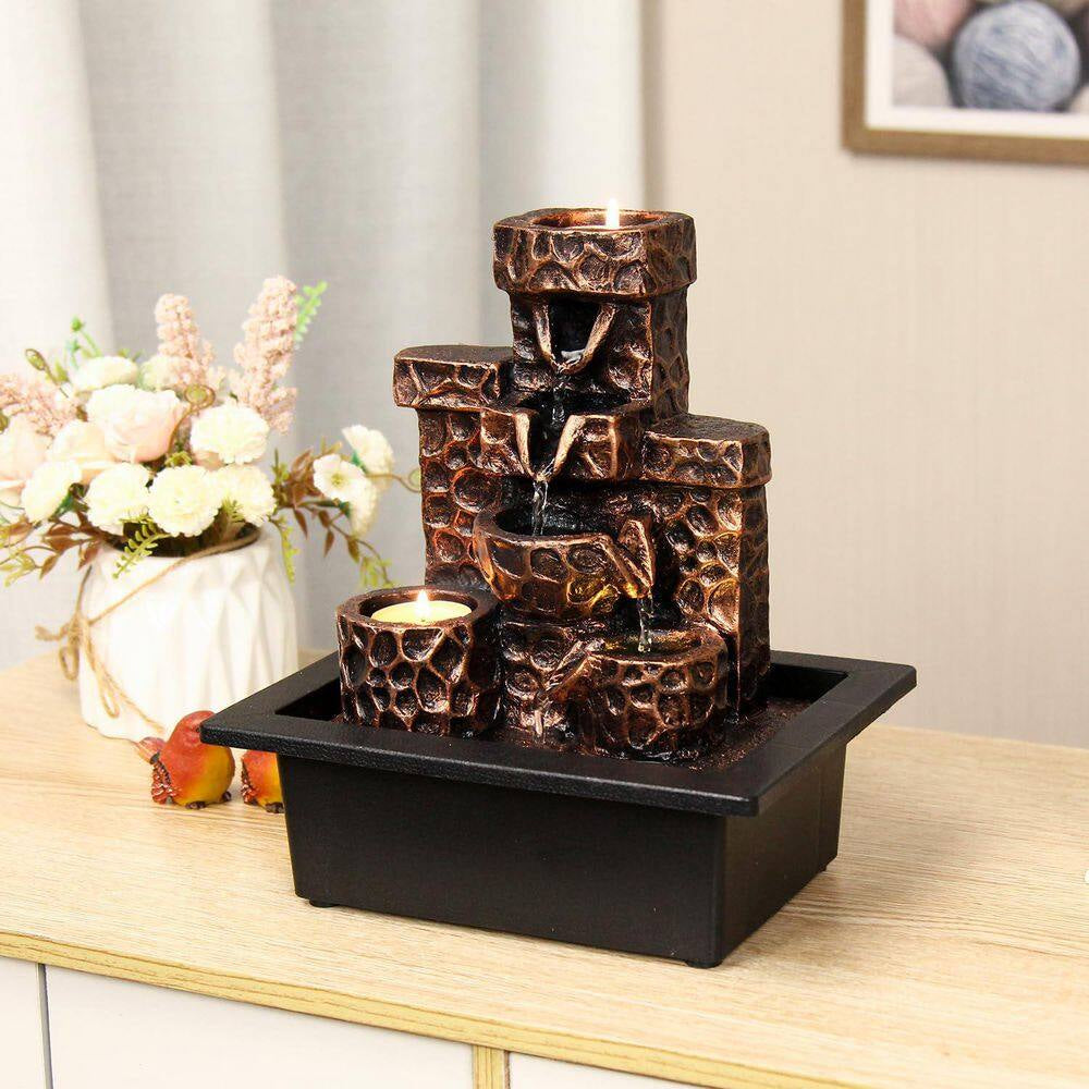 Indoor Tabletop Waterfall Fountain Featuring Coral Seashell Design for Enhanced Relaxation