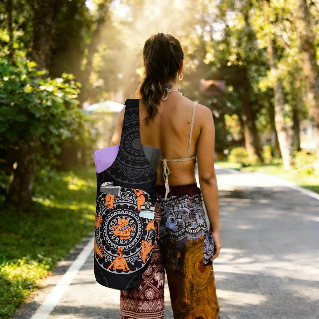 Premium Large Yoga Mat Tote Bag - Stylish Carrier with Waterproof Zipper Pocket & Adjustable Water Bottle Holder - Fits Most Yoga Mats