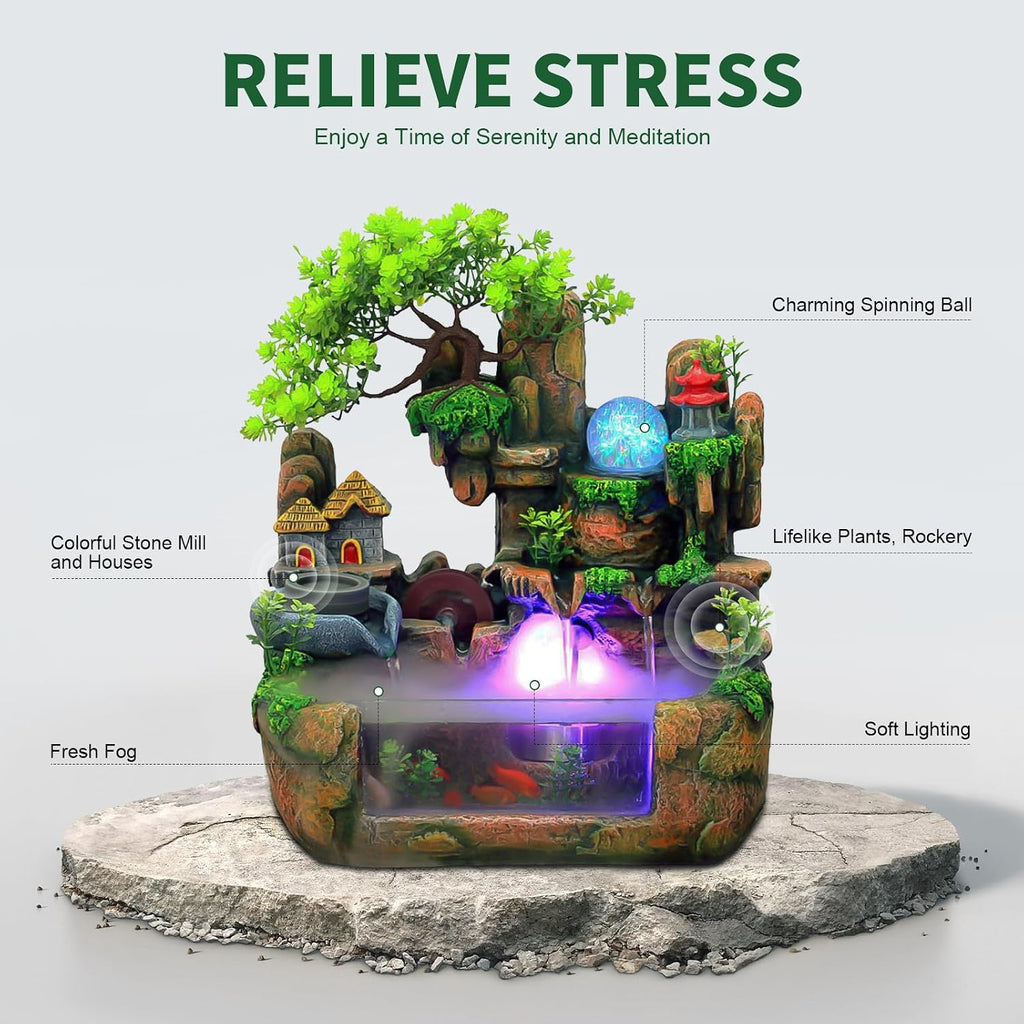 Tranquil Tabletop Indoor Water Fountain - Soothing Waterfall for Home and Office Relaxation