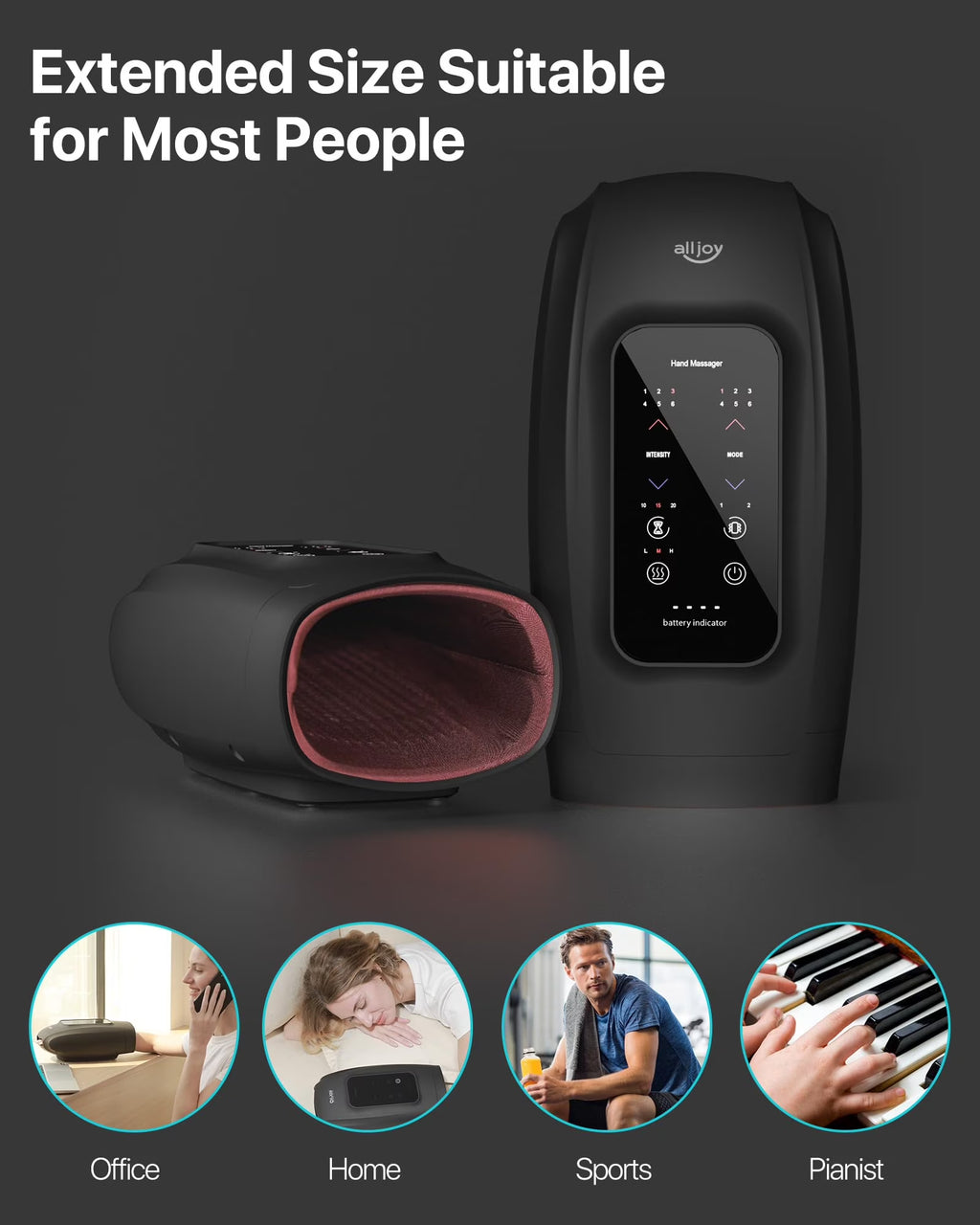 Cordless Hand Massager for Arthritis and Carpal Tunnel Relief with Compression, Vibration, and Heat Therapy - 6 Pressure Levels - Ideal Gift for Men and Women