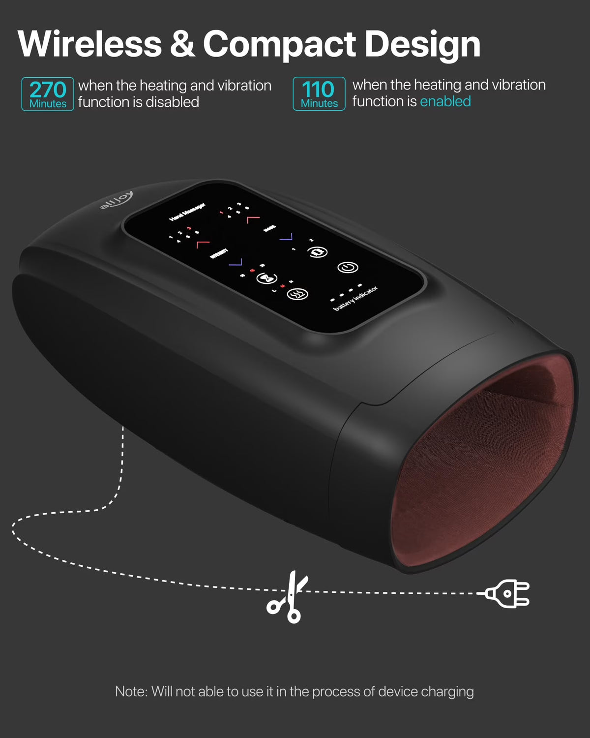 Cordless Hand Massager for Arthritis and Carpal Tunnel Relief with Compression, Vibration, and Heat Therapy - 6 Pressure Levels - Ideal Gift for Men and Women